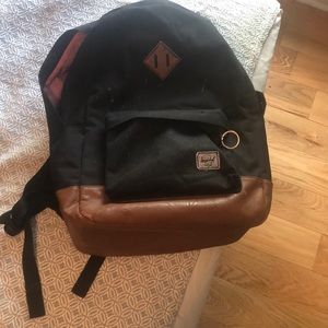 Herschel book bag with red and white interior